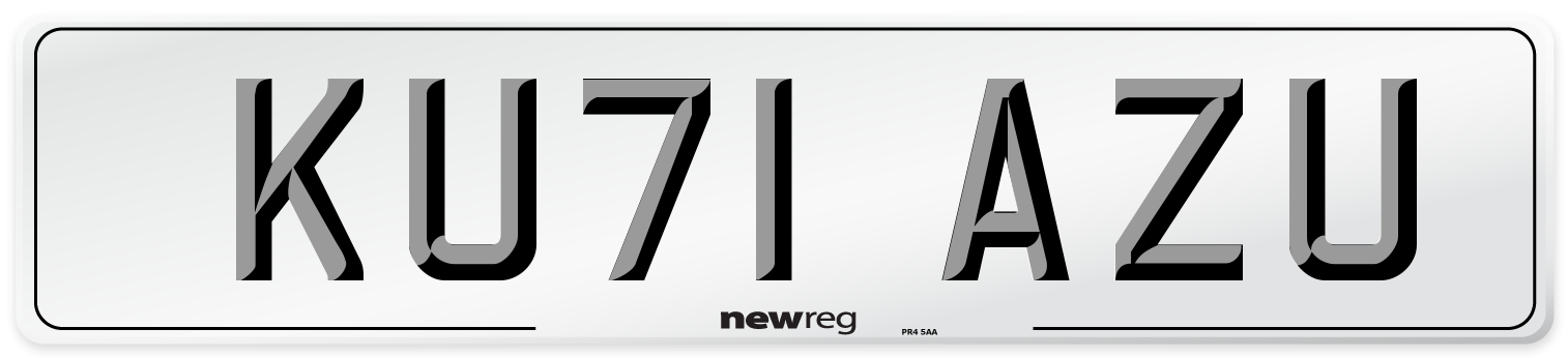 KU71 AZU Number Plate from New Reg